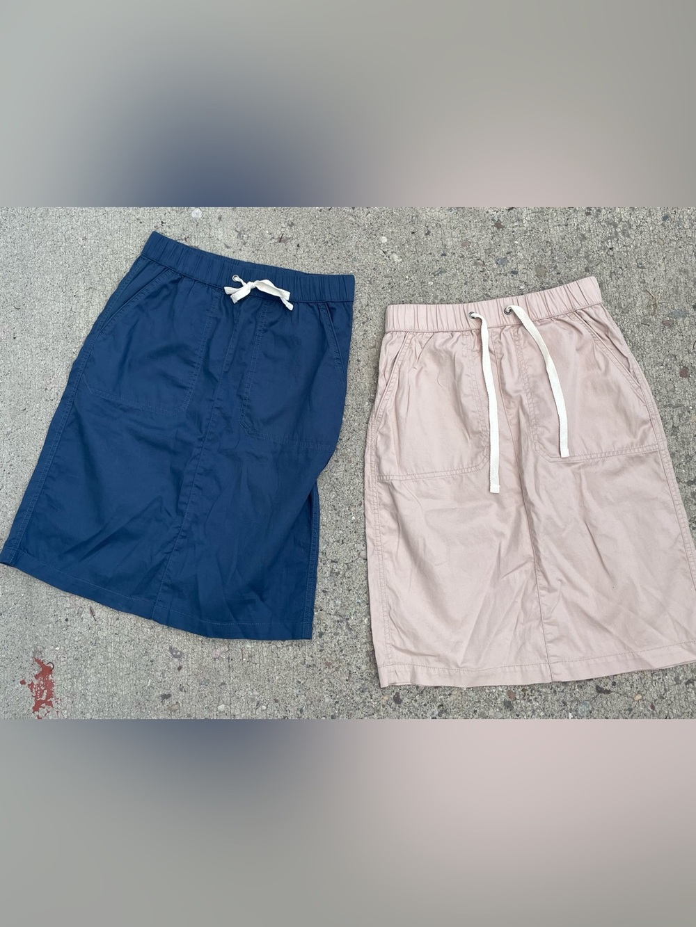 Pact twill skirts xs organic cotton tan navy 2pc